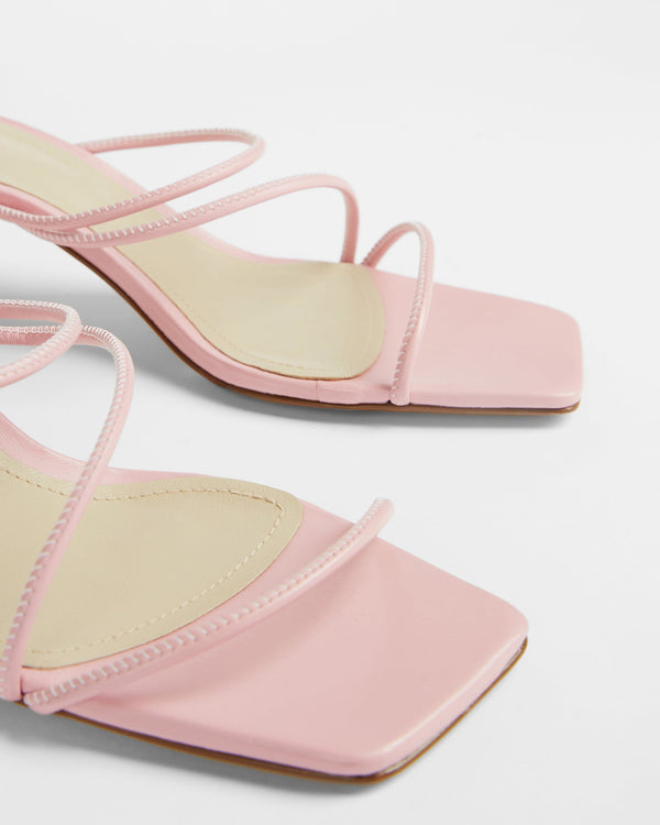 <P>Square Toe Spaghetti Strap Mid Heeled Sandal</P>